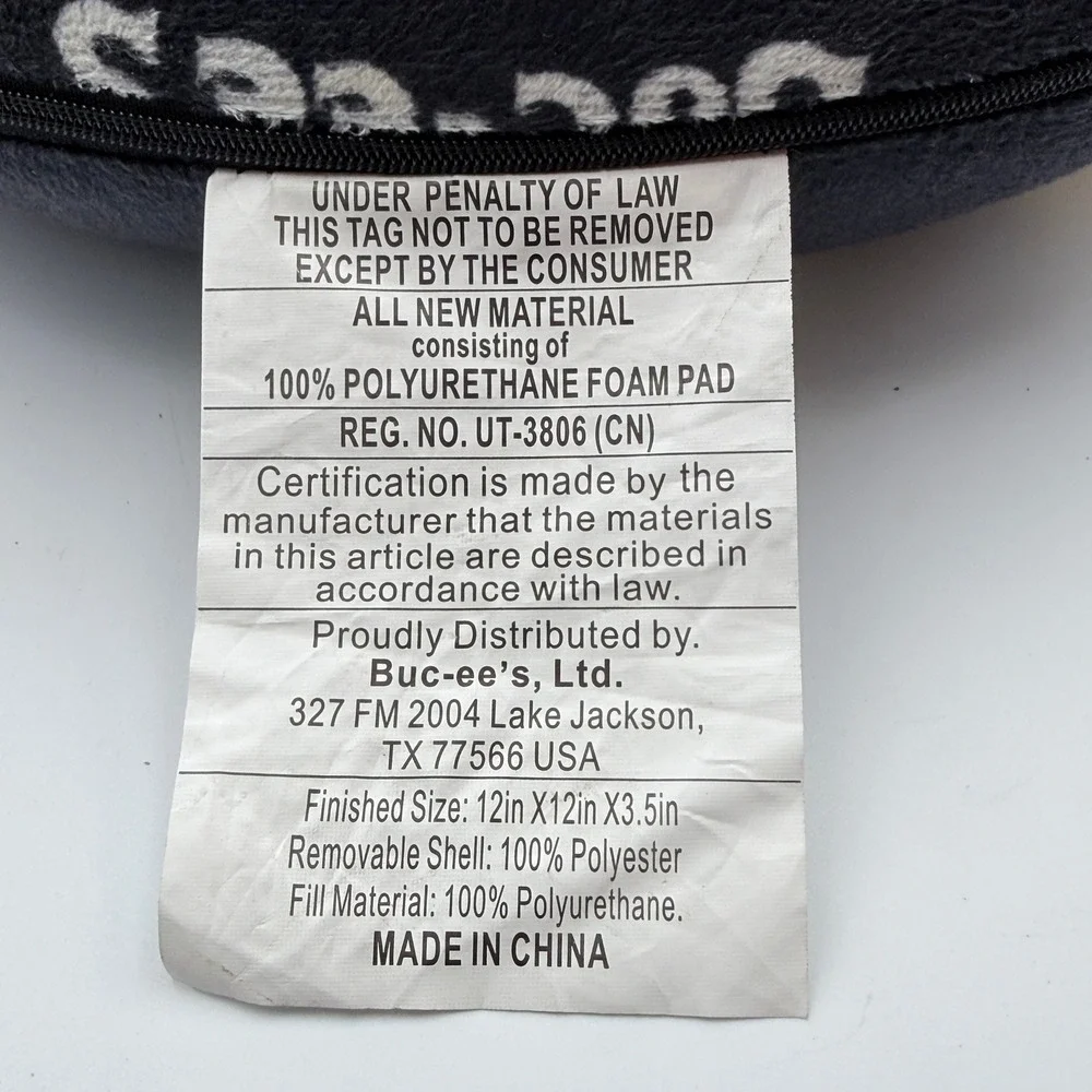 Buc-ee's Travel Neck‎ Pillow OS Black All Over Beaver Logo Print Snap Closure
